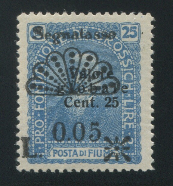 1921 River 25 Cent. celeste tax marker overprinted new **