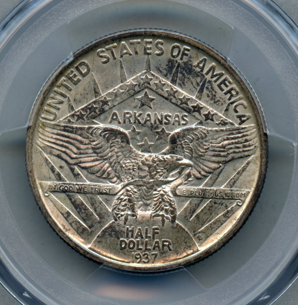 1937 S Arkansas Centennial Commemorative Silver Half Dollar PCGS MS 64