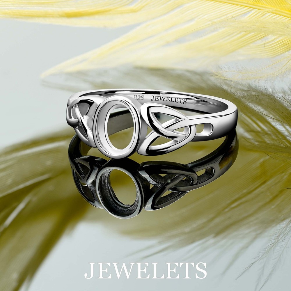 Silver Ring Blank, Oval 5x7mm – Celtic Bezel Setting Ring Mounting | Rhodium