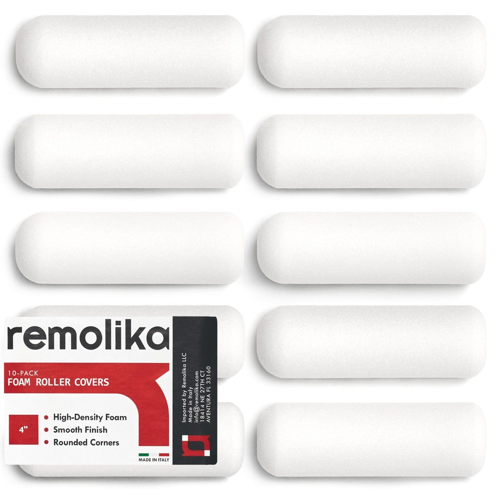 Remolika 10 - Pack 4 Inches Mini 4" Foam Roller Covers ( 10 Pack), Off-white