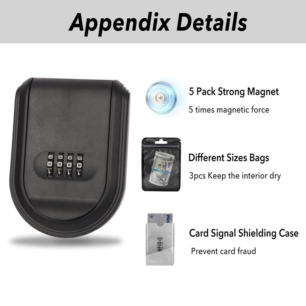 Magnetic Key Box for Under Car, Hide a Key Outside with Combination Lock Box,...