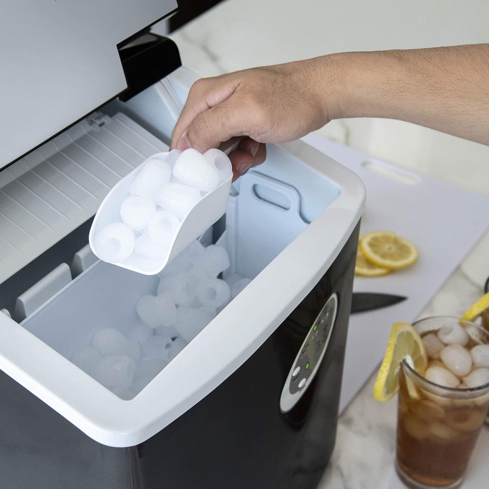 Counter Top Ice Maker Machine (Black), Compact Automatic Ice Maker, Cubes Ready