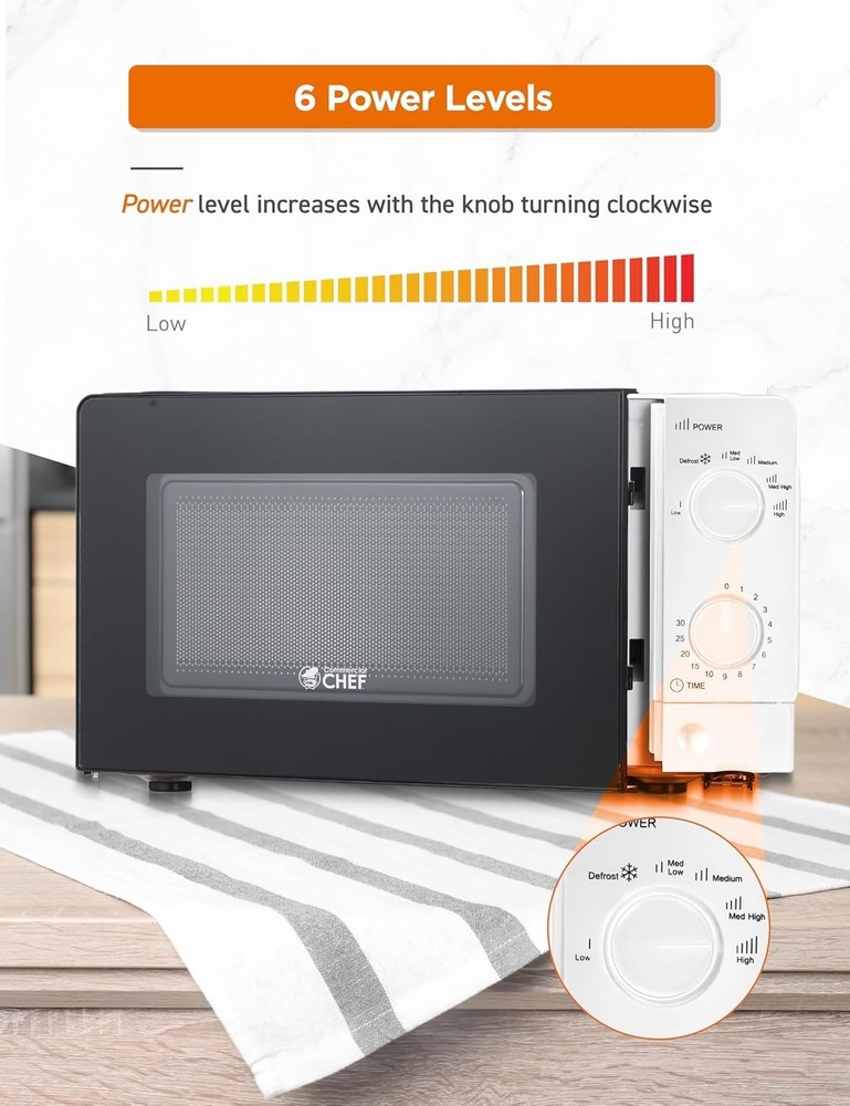 Powerful 700W Microwave, Mechanical Controls, White