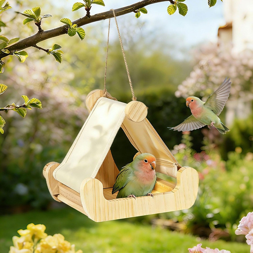 Wooden Cage Bird Bed Parrot Sleeping Hammock Practical
