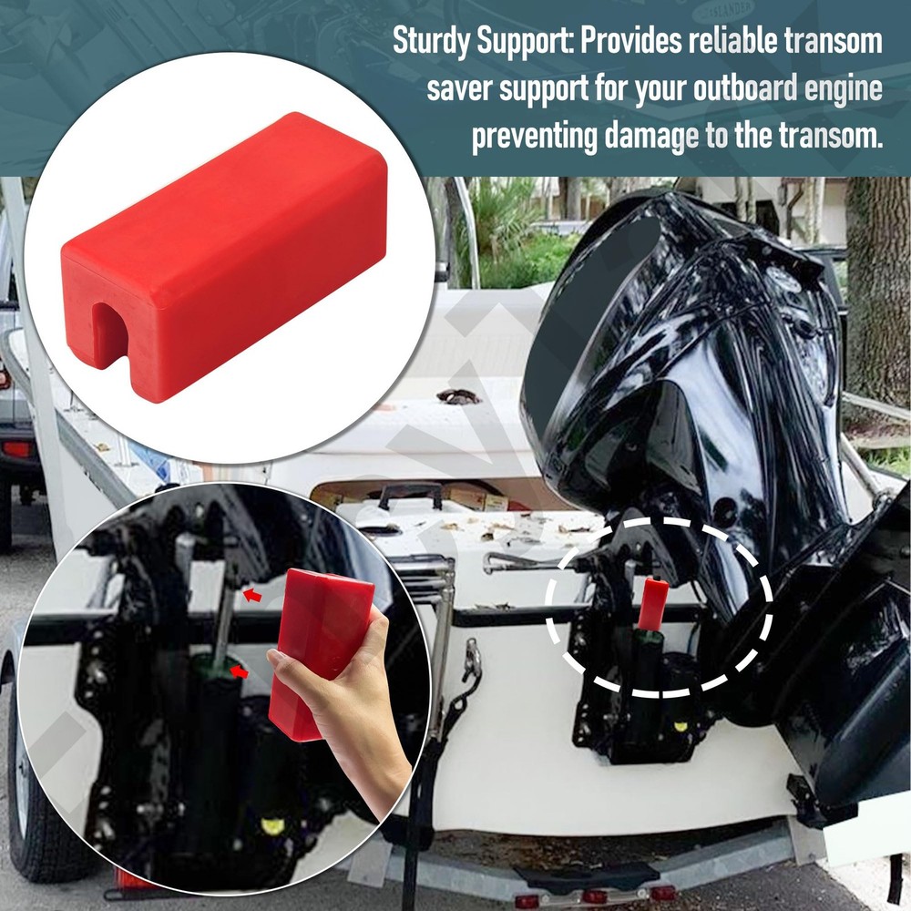 Transom Saver Support, Single Ram Wedge, Outboard Motor Boat Red