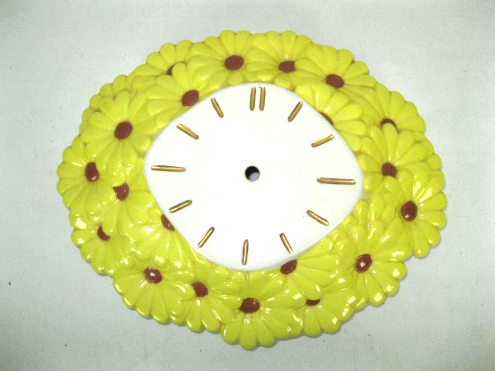 Vintage 70's Daisies Ceramic Wall Clock- Base only.