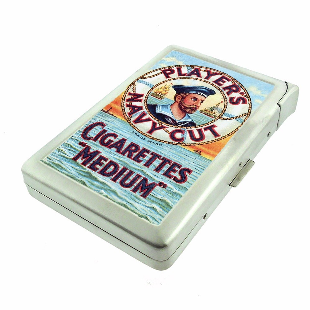 VNTG IMAGE Nautical 100's Size Cigarette Case w/built in lighter Wallet