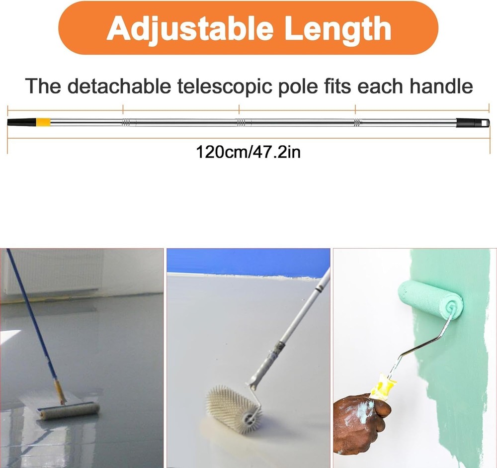 Self Leveling Cement Tool kit, Spiked Roller with Extension Pole for Self