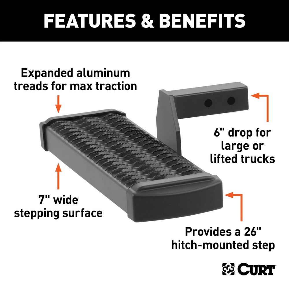 Curt Grip Step Receiver Hitch Step with 6" Drop