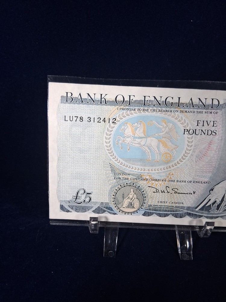 1971 ENGLAND FIVE POUND BANKNOTE V.F