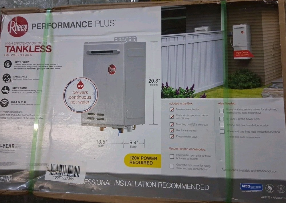 Rheem SMART Outdoor Tankless Water Heater Natural Gas 8.4 GPM ECO180XELN-3