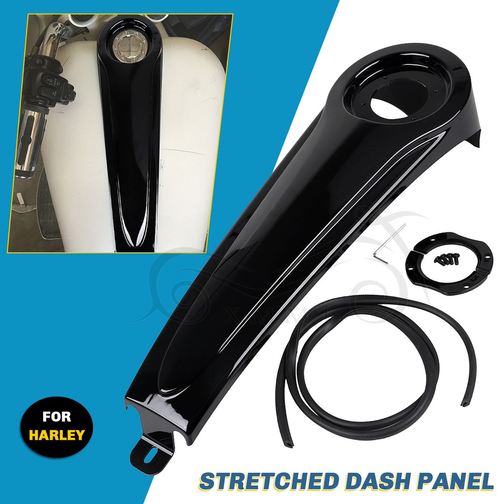 Gloss Black ABS Stretched Dash Panel For Harley Electra Glide FLHT FLHTC FLHTCU