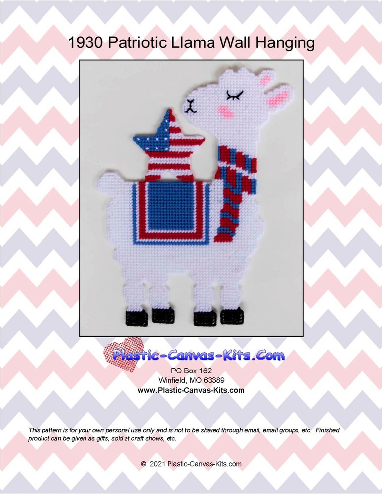 Patriotic Llama Wall Hanging-Plastic Canvas Pattern or Kit
