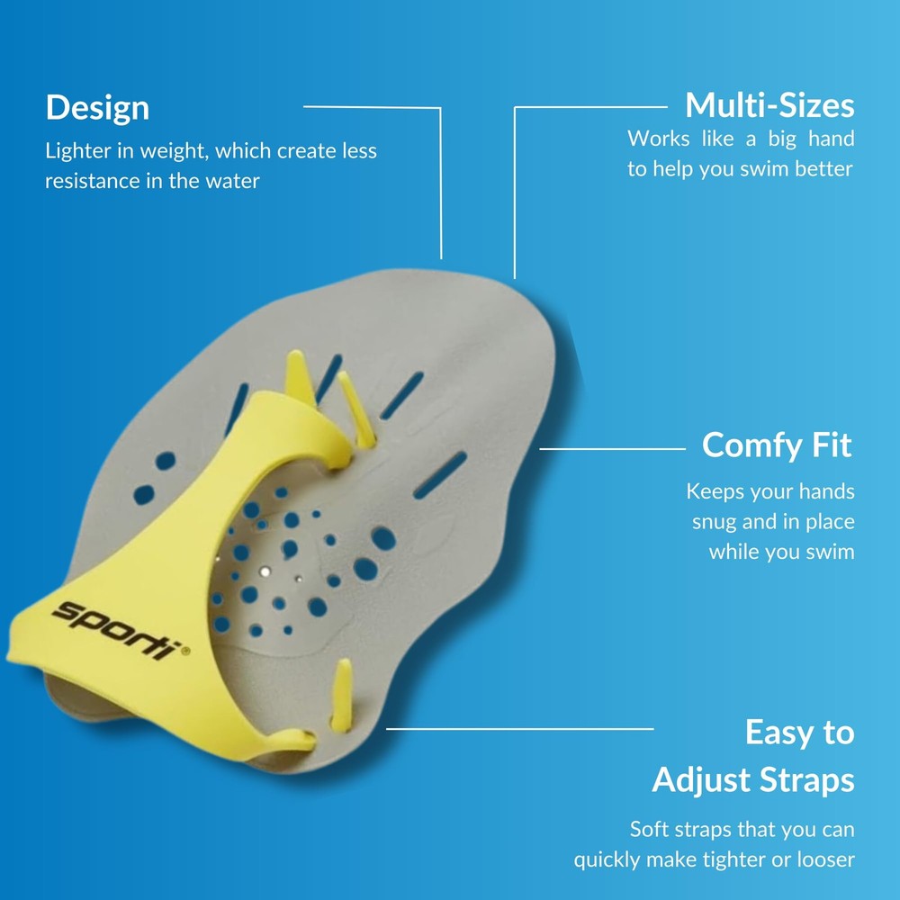 Sporti Swim Paddles (Medium) Medium, Grey