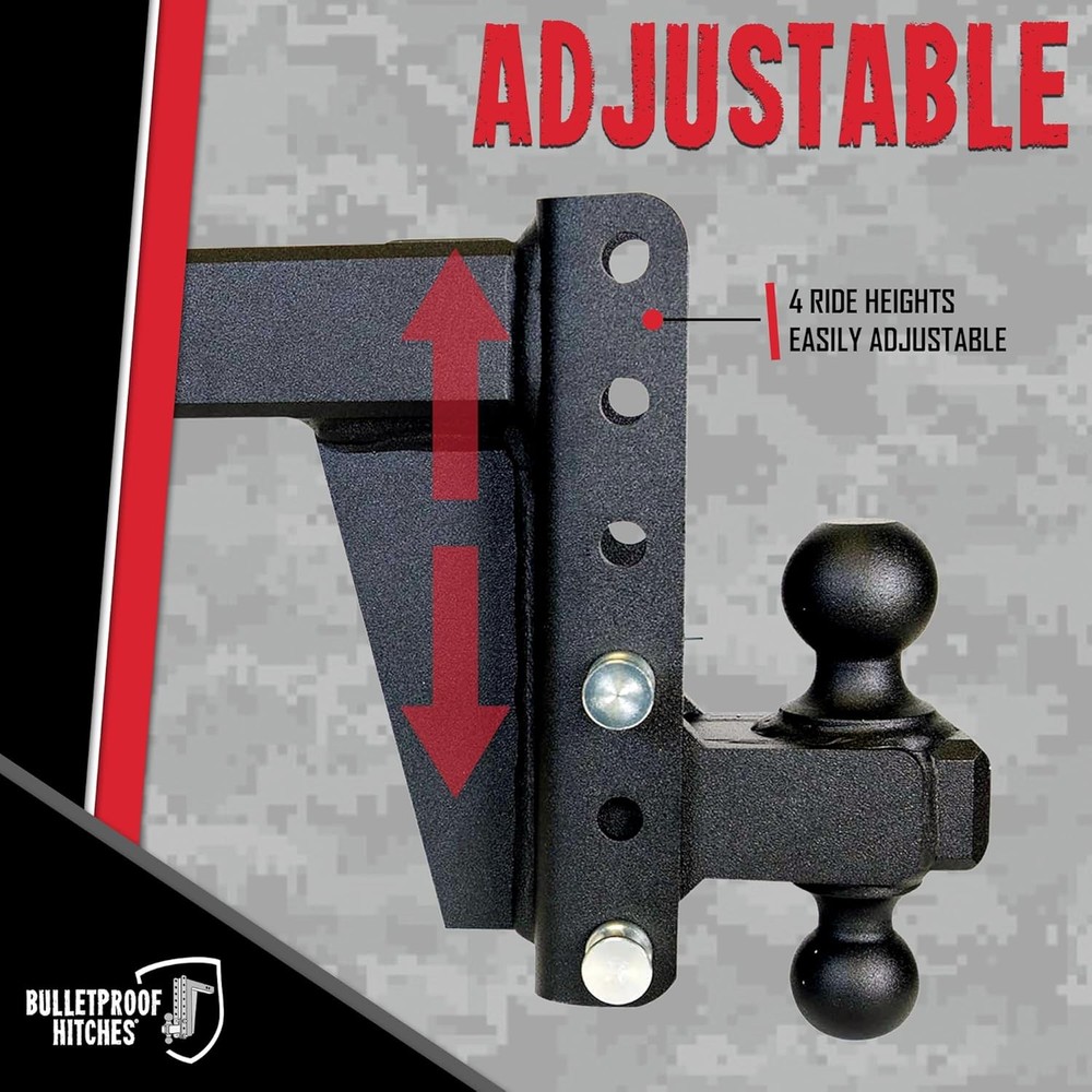 BulletProof 2.5 Adjustable Trailer Hitch 22000lb Dual Ball 1 Pack