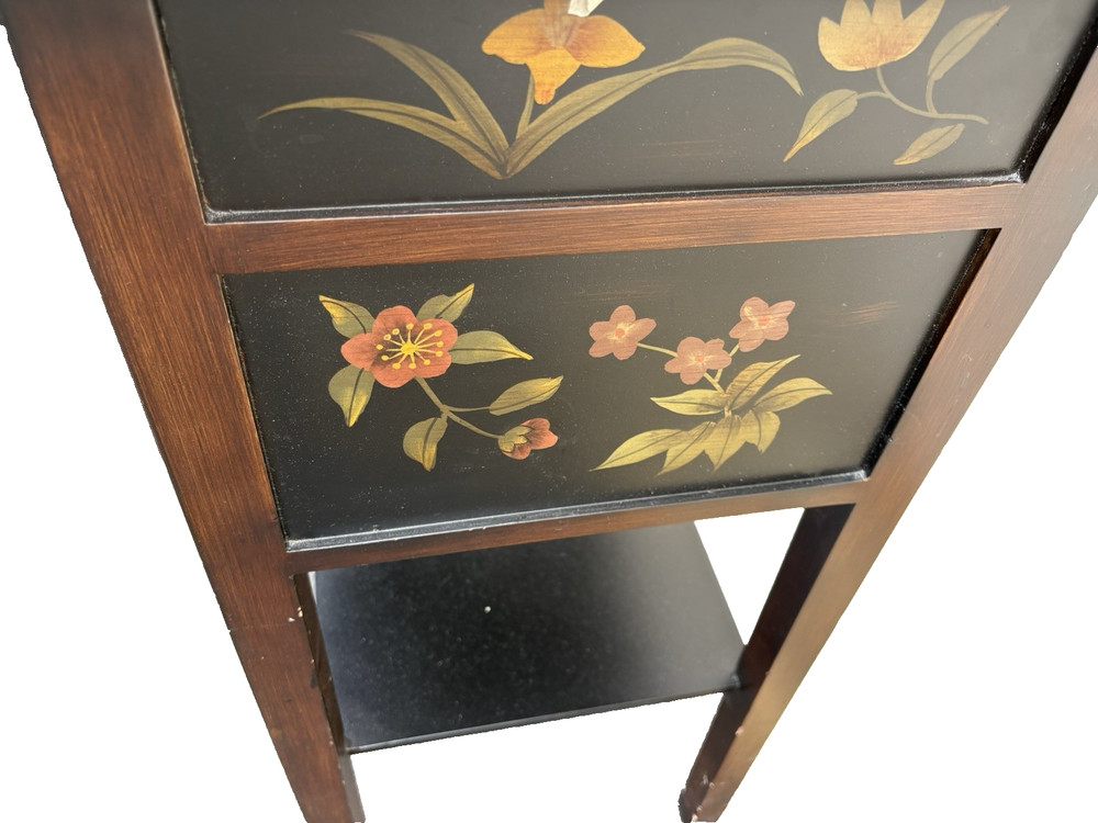 66834 Decorator Stenciled Black Lamp Table Stand