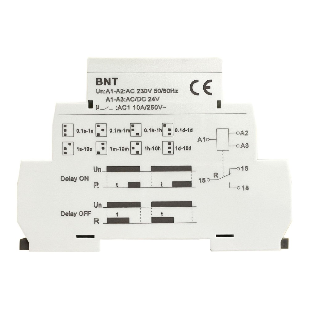 BNT 10A Dual Function Timer Relay Delay On Delay Off Relay AC230V&DC24V Time ...