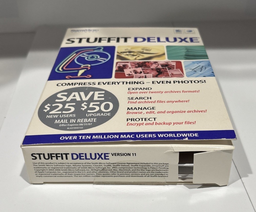 STUFFIT DELUXE Version 11 Vintage Software SmithMicro Mac OS X 10.4 Or Later