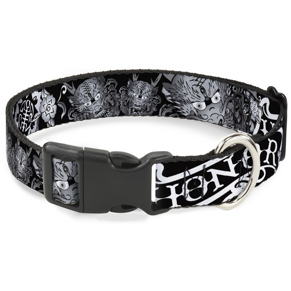 Plastic Clip Collar Honor Black/White Large 15-24"