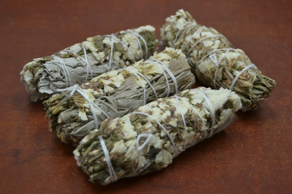 4 PCS SINUATA WHITE SAGE BUNDLE SMUDGE INCENSE 4 1/2" #T-2742