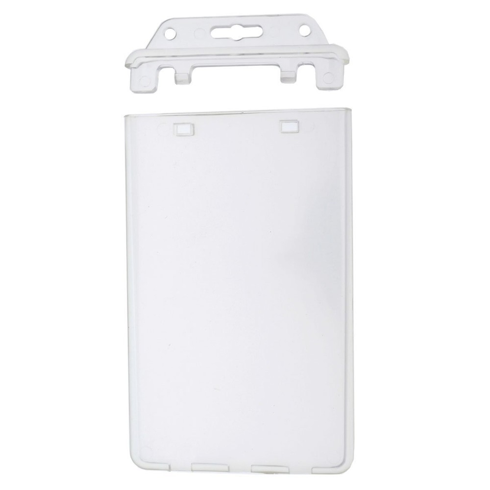 Specialist ID Permanent Locking Hard Plastic Badge Holder - Clear & Vertical