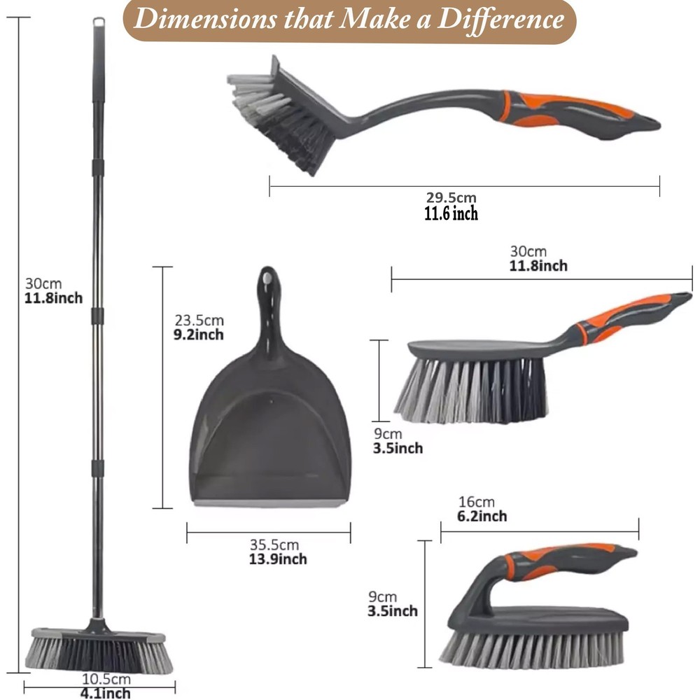 Dustpan, Broom And Mini Broom, Brushes Set