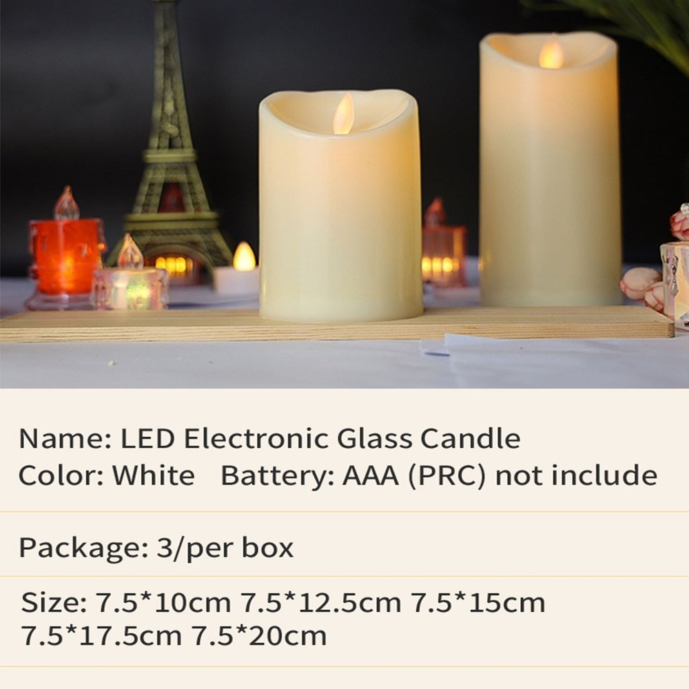 LED Electronic Glass Candle -3-Piece Set