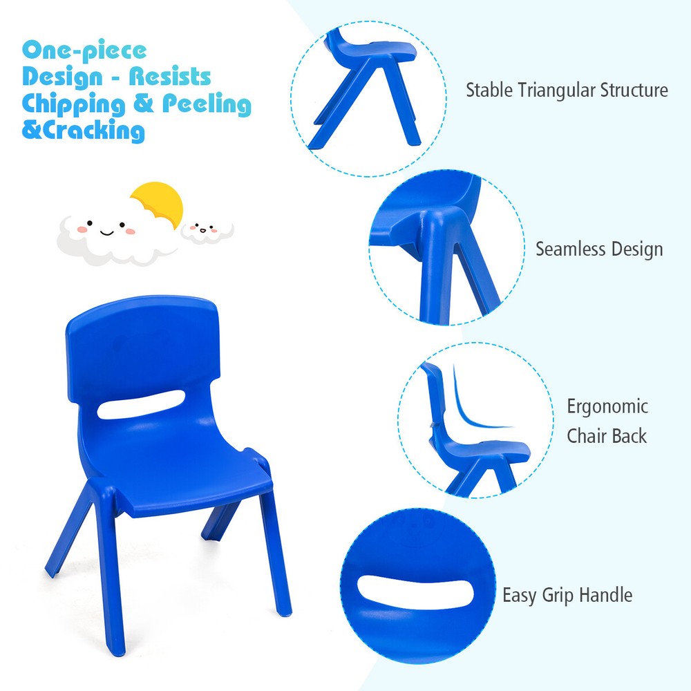 Topbuy 6 PCS Plastic Kids Chair Modern Stackable Learning Chairs Red/Blue