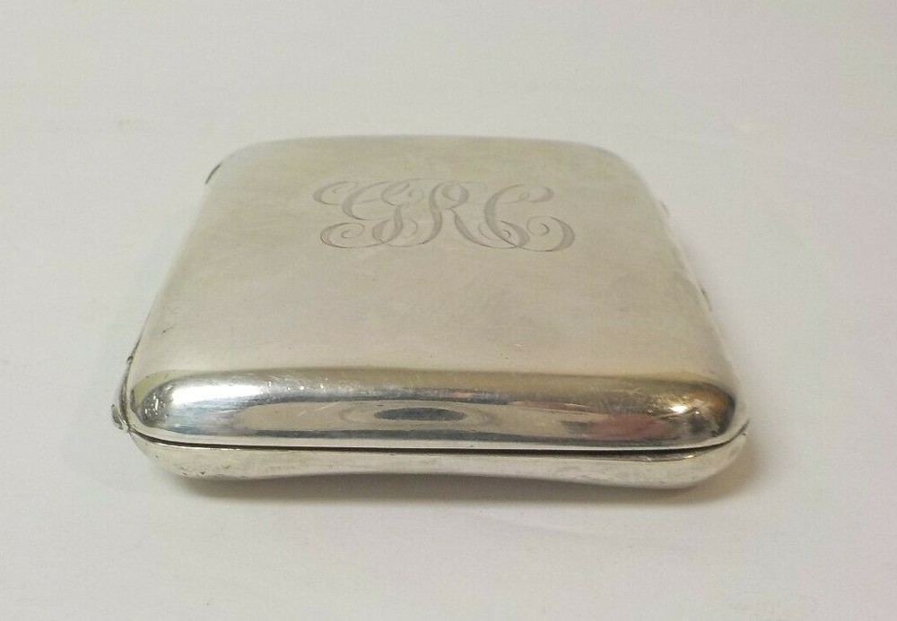 English Sterling Silver Cigarette Case, c. 1917, 85 grams, Monogram