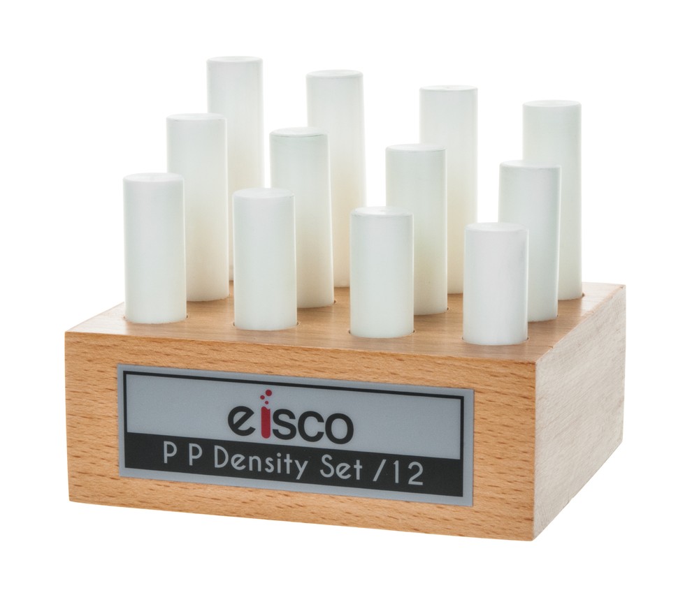 12pc Density Cylinder Set, Polypropylene - Wooden Storage Block - Eisco Labs
