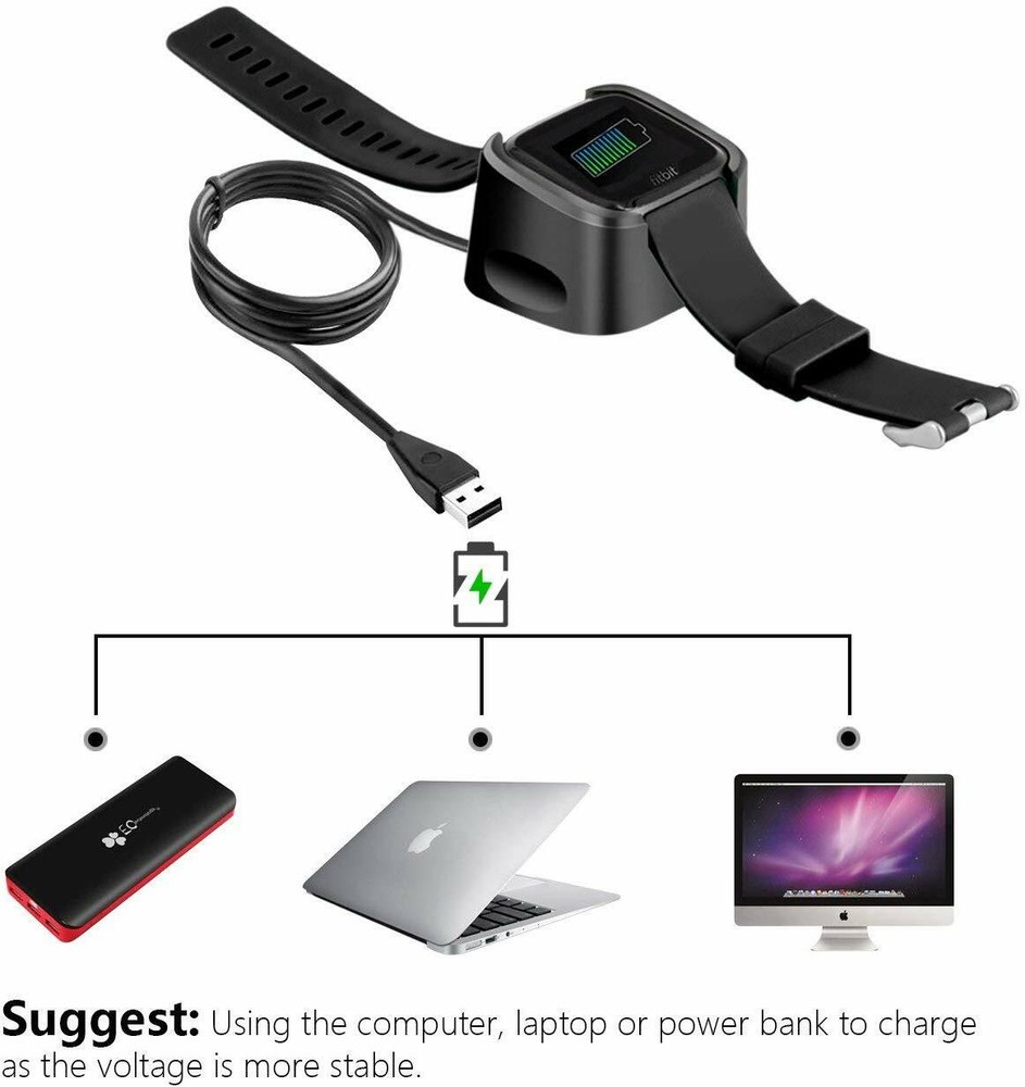 USB Replacement Charging Dock Station Cable Cord Charger for Fitbit Versa 2
