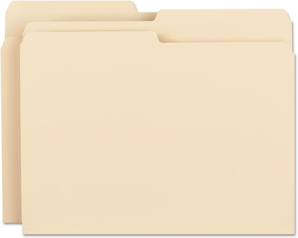 SuperTab File Folder, Oversized 1/2-Cut Tab, Letter Size, Manila File Folders, 1