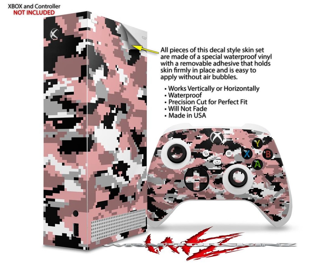 Skin Wrap for XBOX Series S Console Controller Digital Camo Pink