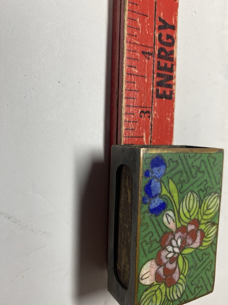 Vintage Brass And Enamel Match Box Matchbox