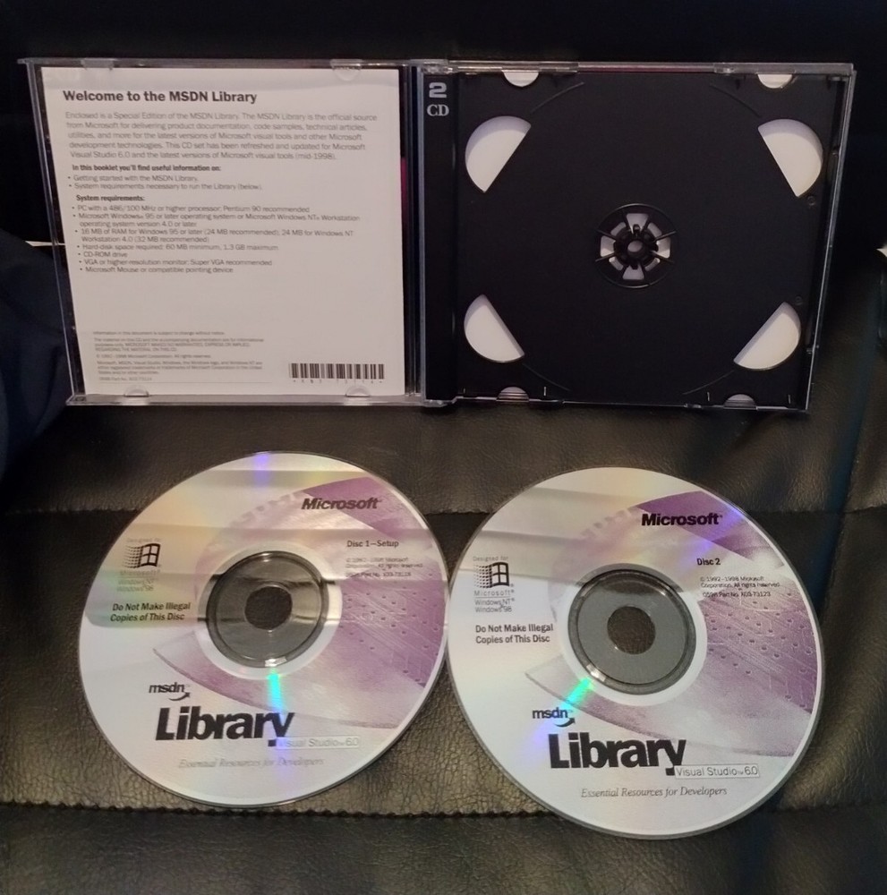 Microsoft Visual Studio Library Essential Resource Developers 6.0 MSDN 2CD Set