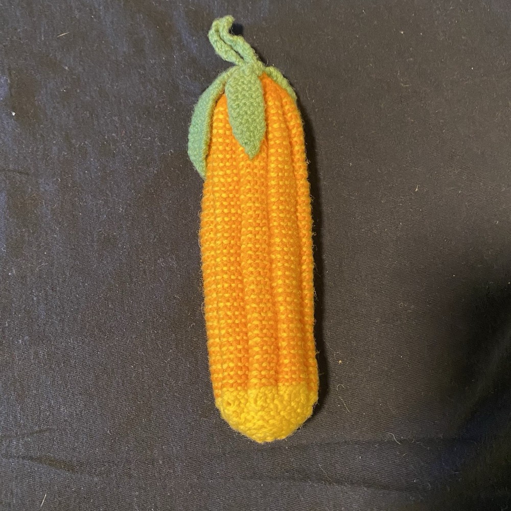 Hand Crocheted Vintage Squash Pouch - Orange/Yellow