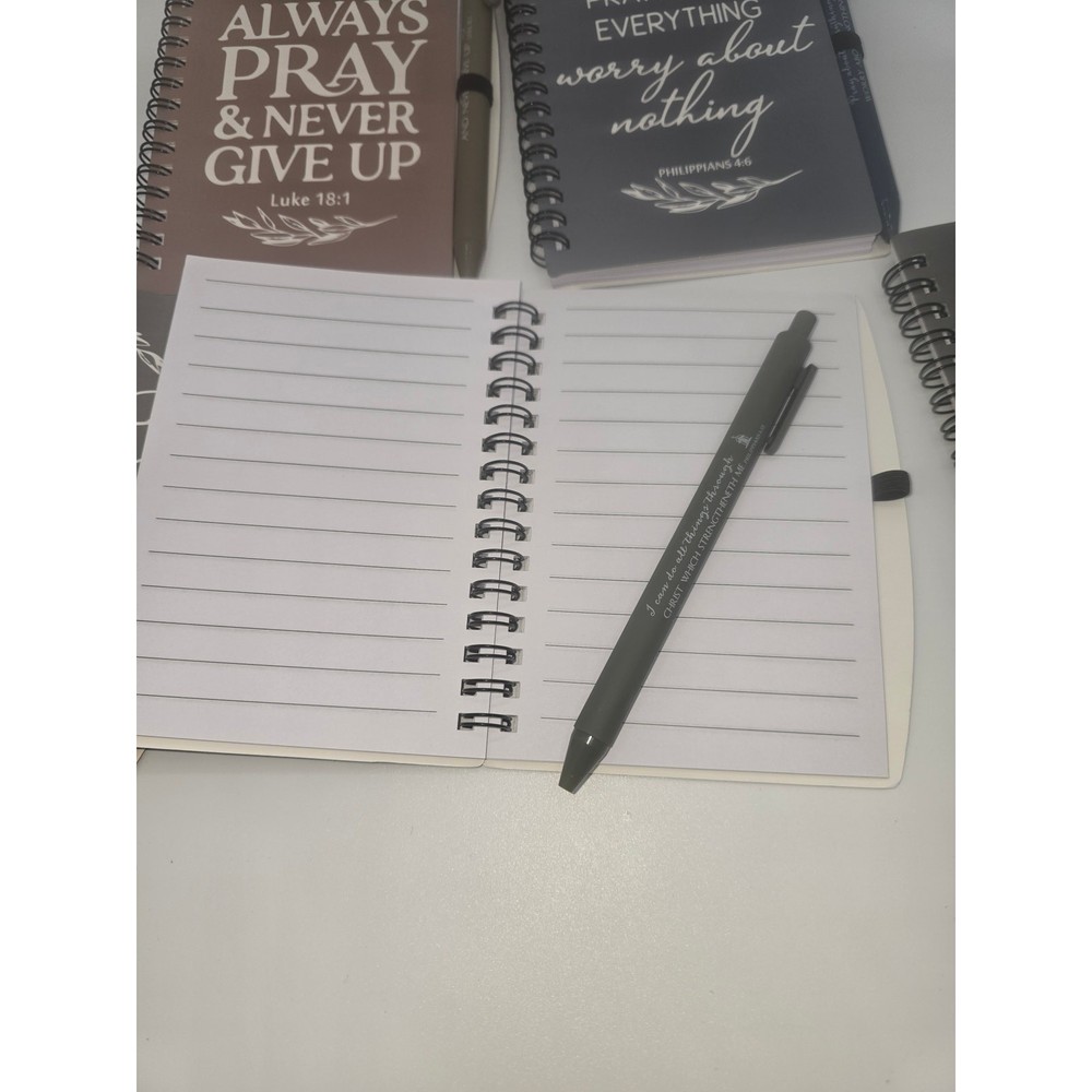 5-Pack of Inspirational Religious Notebooks & Matching Pen w/Scriptures
