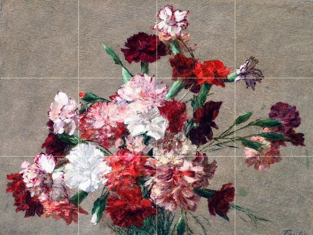 Carnations without Vase Tile Mural Kitchen Bathroom Wall Backsplash Art 24x18