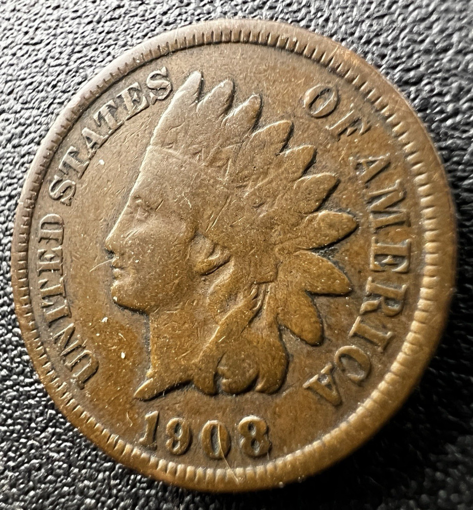Indian Head One Cent Coin  1908 Fine