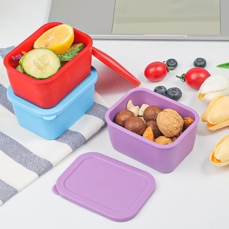 KOLUTI 3 Pack Silicone Small Snack Container, 6 OZ Stackable Puree Sauce...