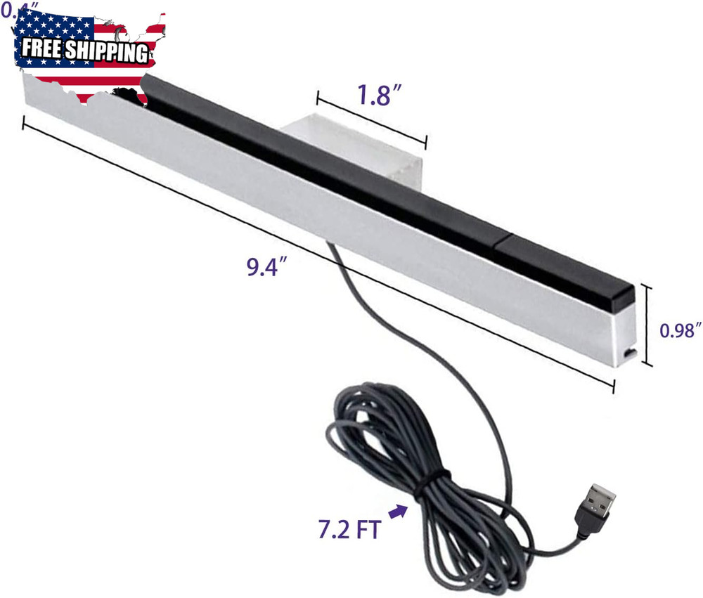 USB Sensor Bar for Wii, Replacement Wired Infrared Ray Sensor Bar
