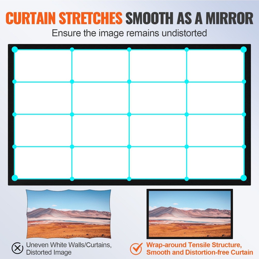 155in 16:9 4K HD Fixed Frame Projector Screen & Wall Mounted Display