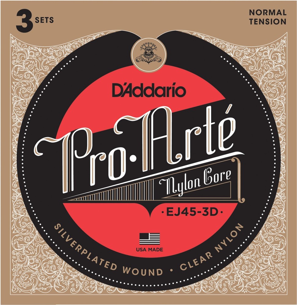 D'Addario EJ45-3D Pro-Arté Normal Tension Classical Guitar Strings 3 Sets EJ45