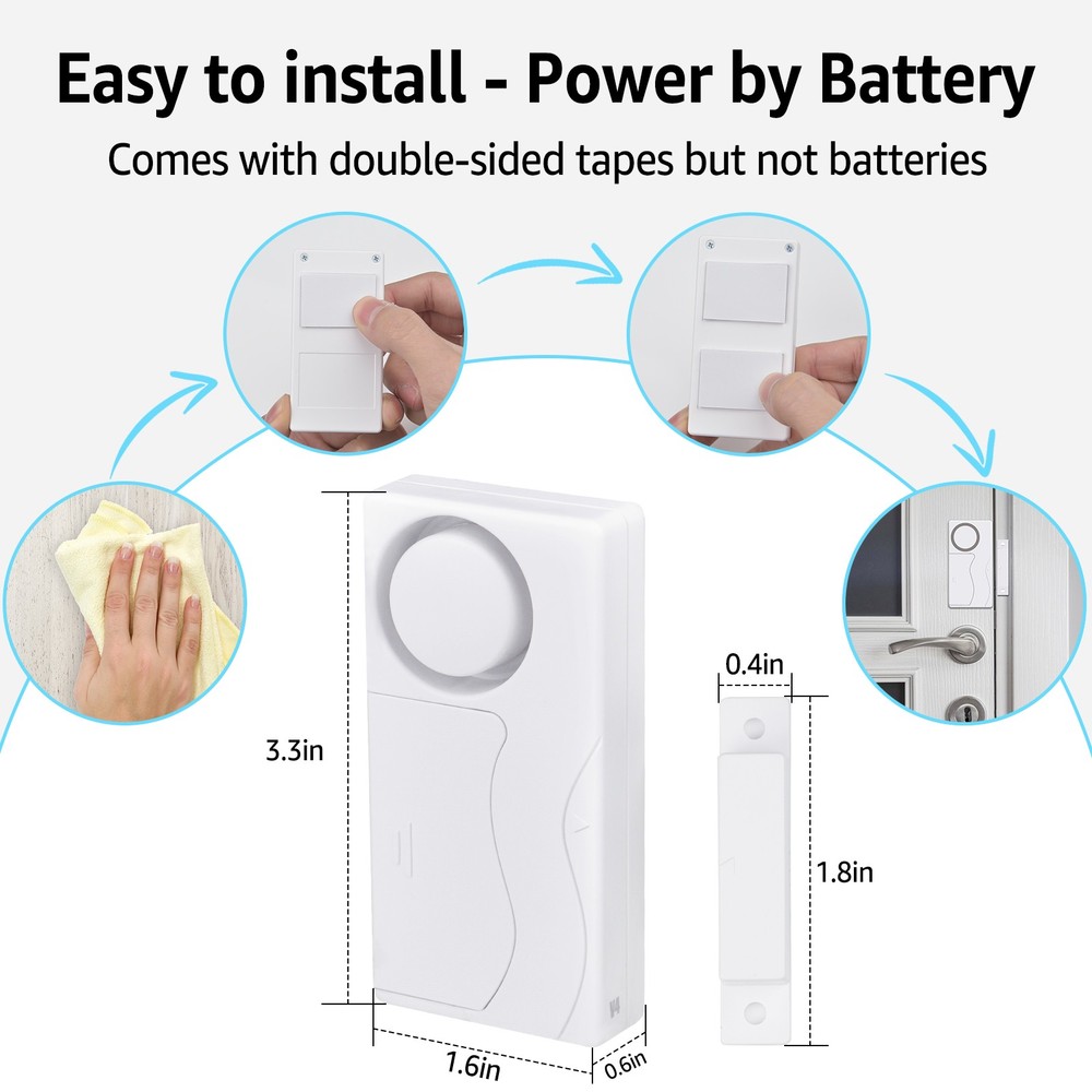 Battery Powered Wireless Remote Door Alarm, Home Security Doorbell Chime System