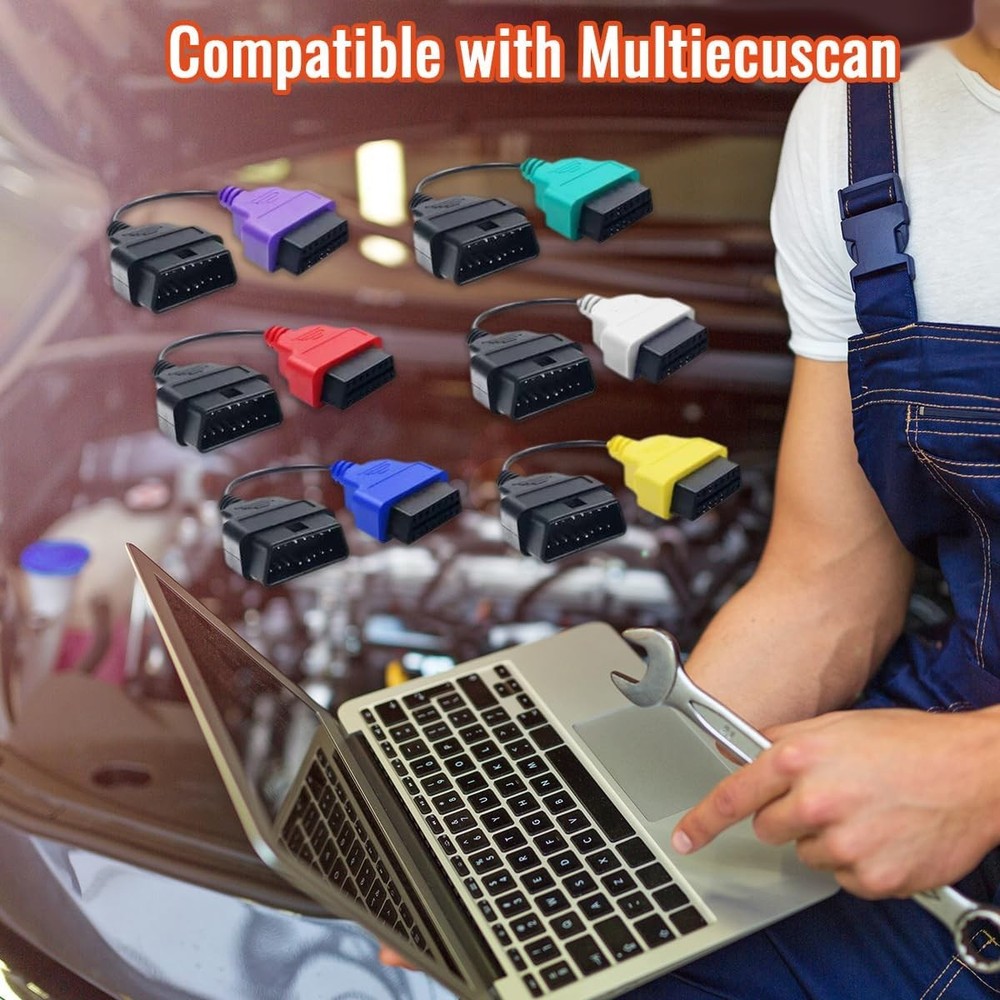 OBD2 Adapter 6PCS for MultiECUScan Adapter Cable 6 Colors Adapter Cable OBD2 Dia