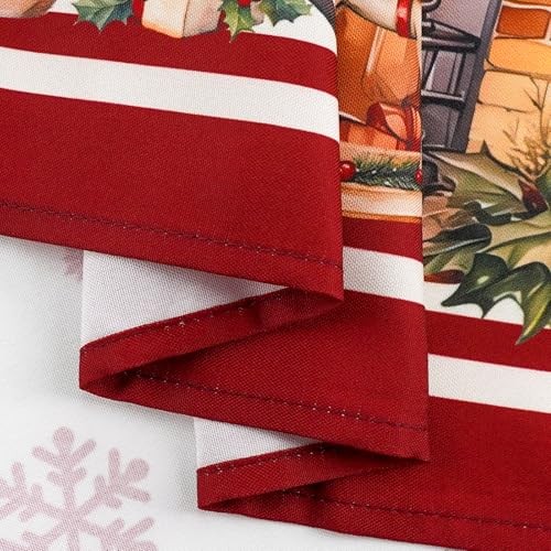 Christmas Tablecloth Winter Holiday 102" x 60" (Rectangular) White/Red-xmas