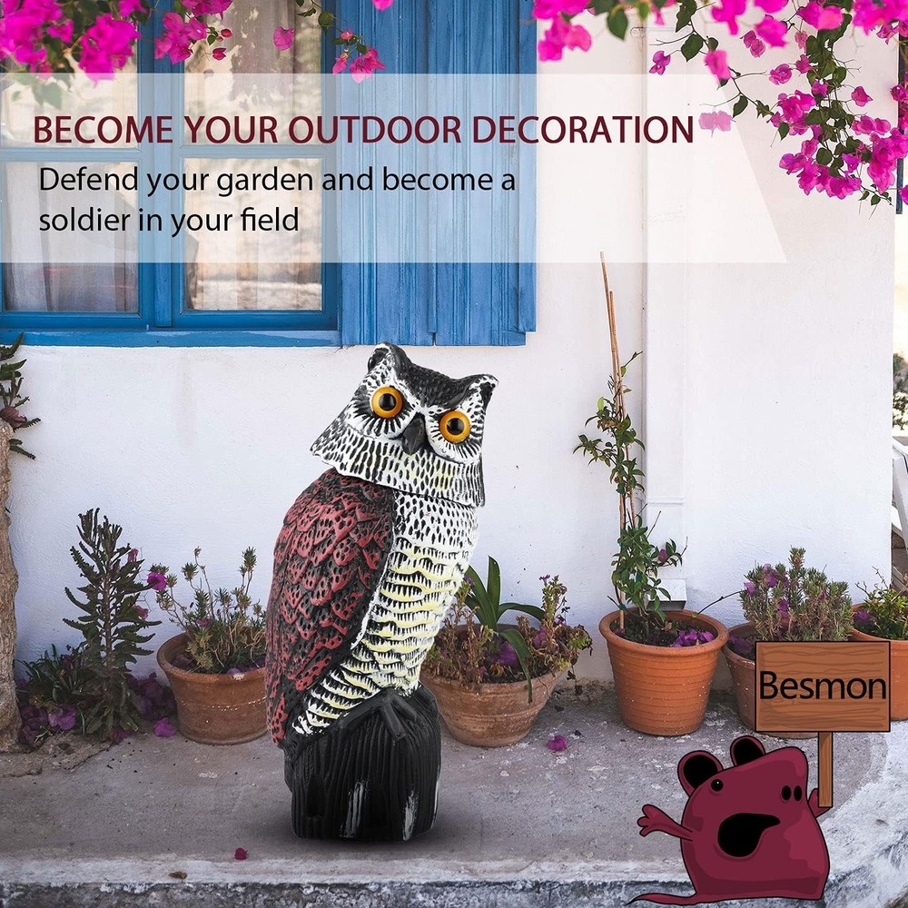 Robust Owl Decoy with Sand Compartment for Stability - Elegant Bird Deterrent