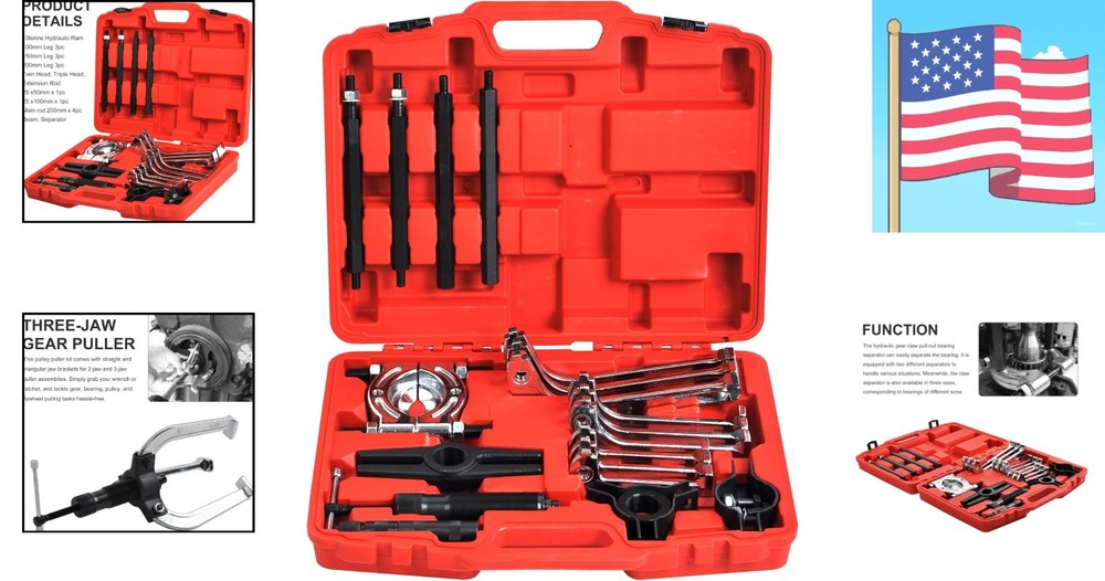 10 Ton Hydraulic Gear Jaw Pulling Bearing Separator Puller Set Kit