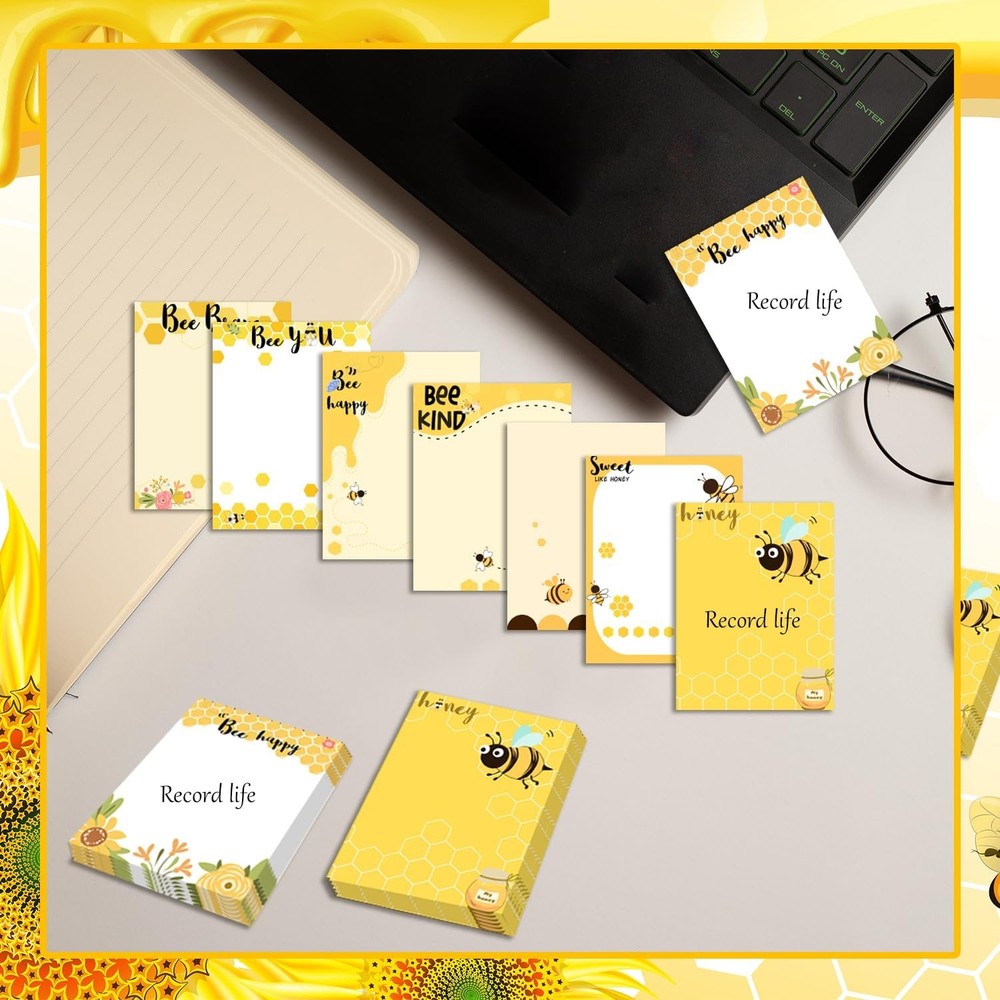 16 Pieces Bee Stiy Notes Bee Notepads Adhesive ey Bee Memo Notes Cute