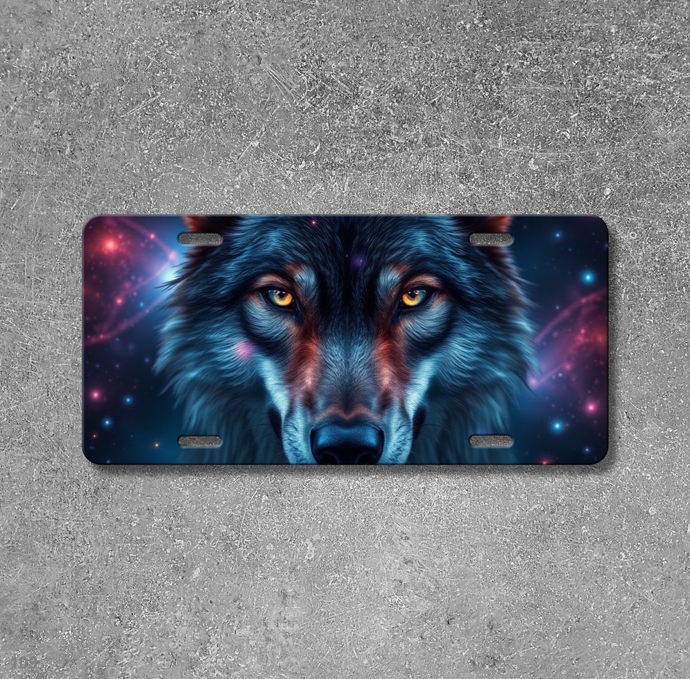 Hyperrealistic Wolf License Plate Optional Text Vanity Plate Special Gift